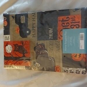 Spooky Farm Halloween Tablecloth - Black and Orange
